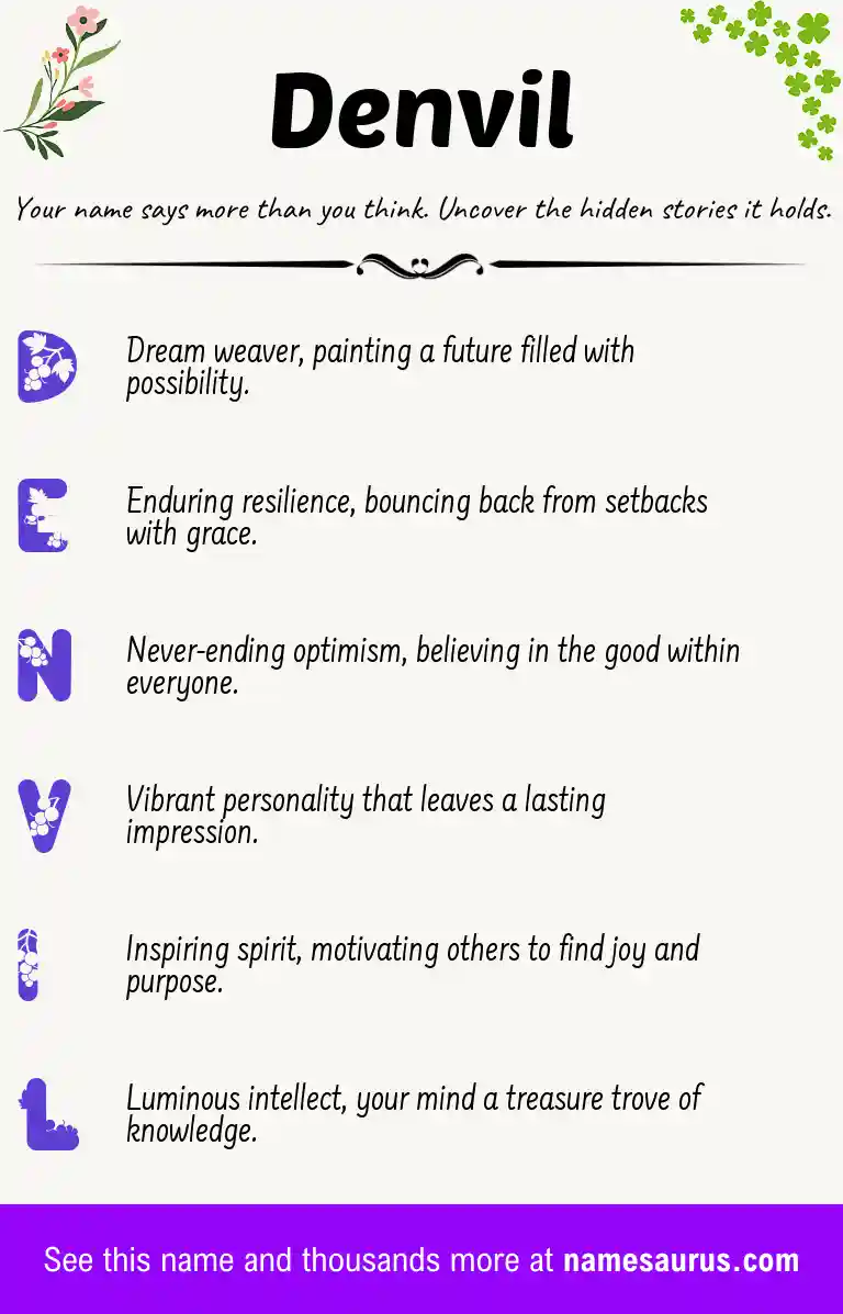Acrostic poem about Denvil.