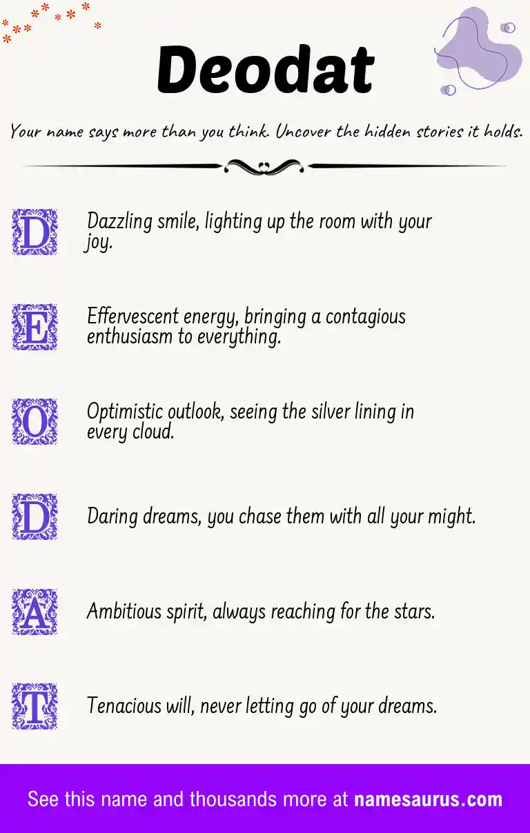 Acrostic poem about Deodat.