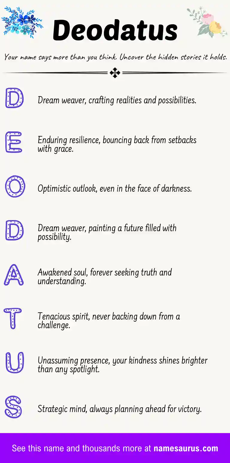 Acrostic poem about Deodatus.