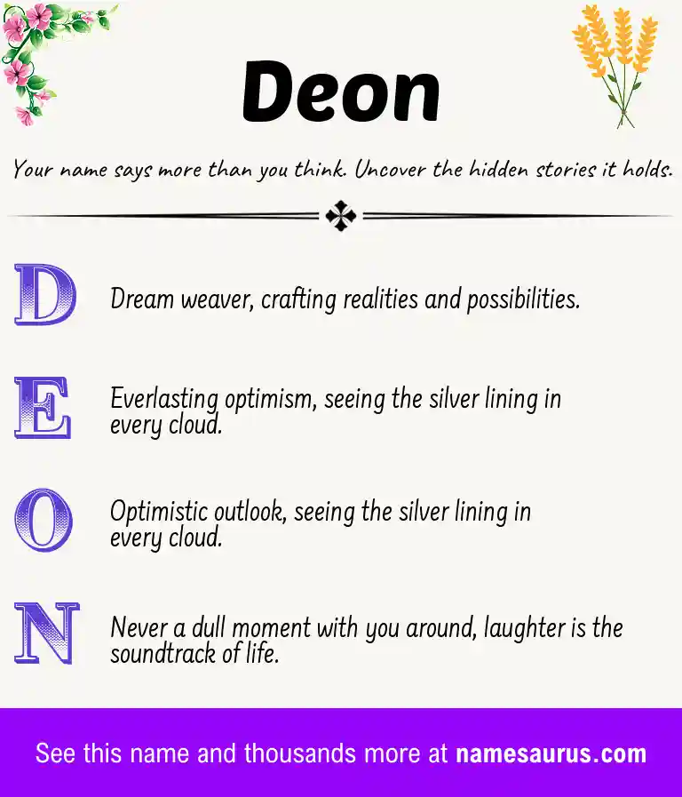 Acrostic poem about Deon.