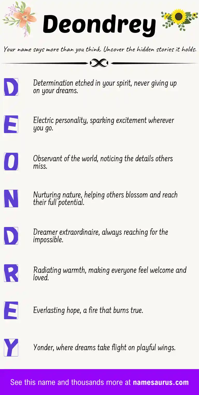 Acrostic poem about Deondrey.