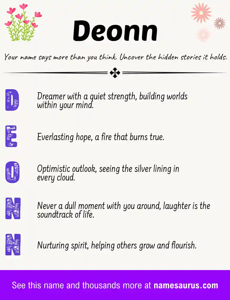 Acrostic poem about Deonn.