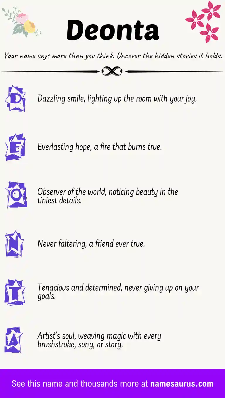 Acrostic poem about Deonta.