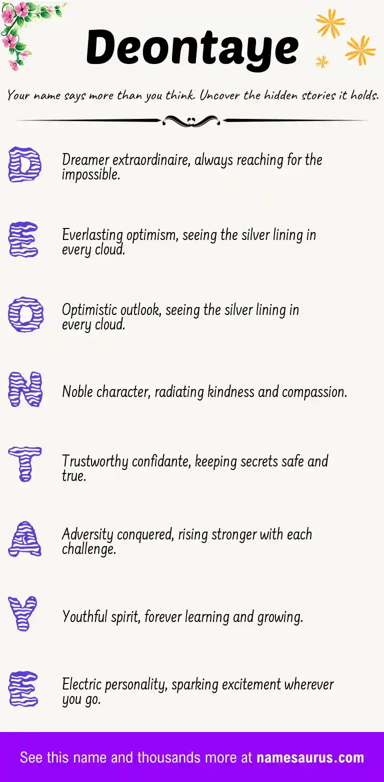 Acrostic poem about Deontaye.