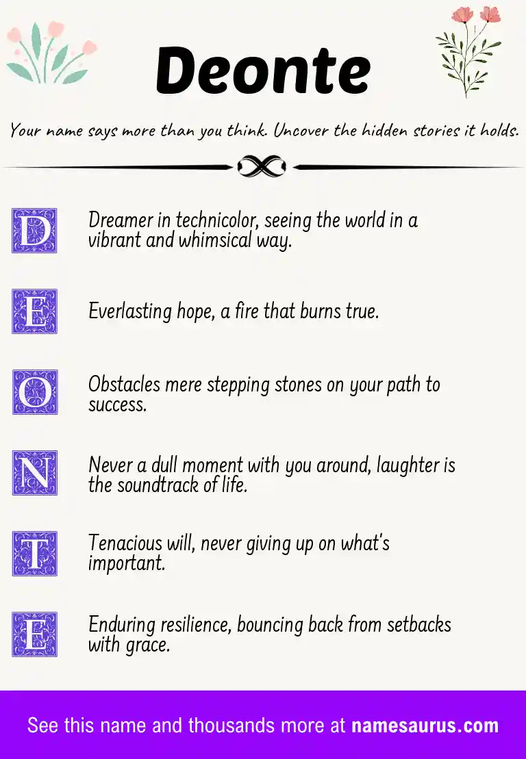 Acrostic poem about Deonte.