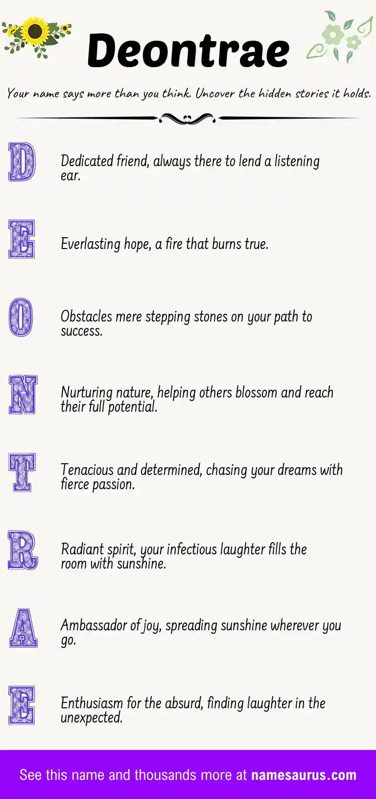 Acrostic poem about Deontrae.