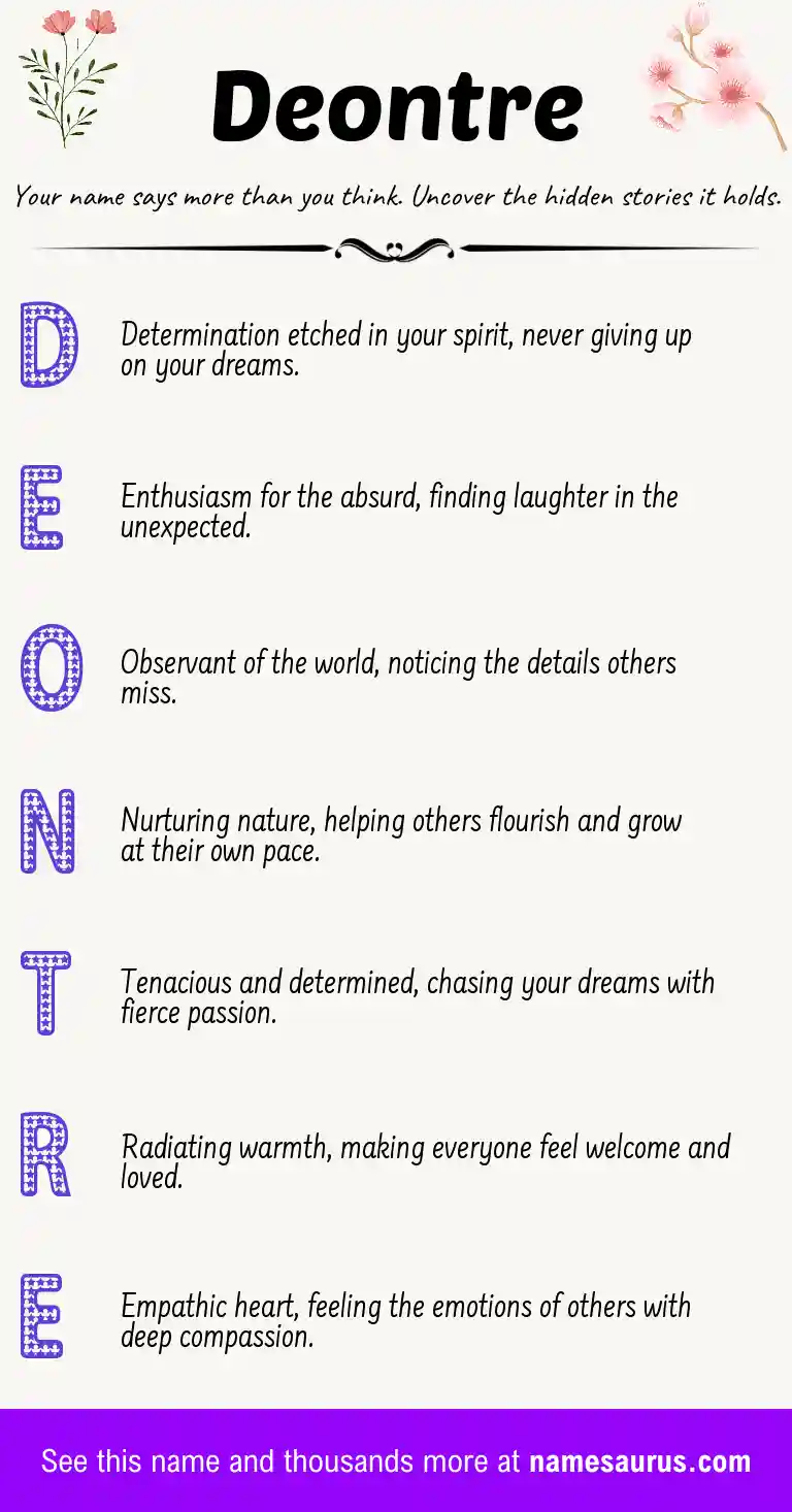 Acrostic poem about Deontre.