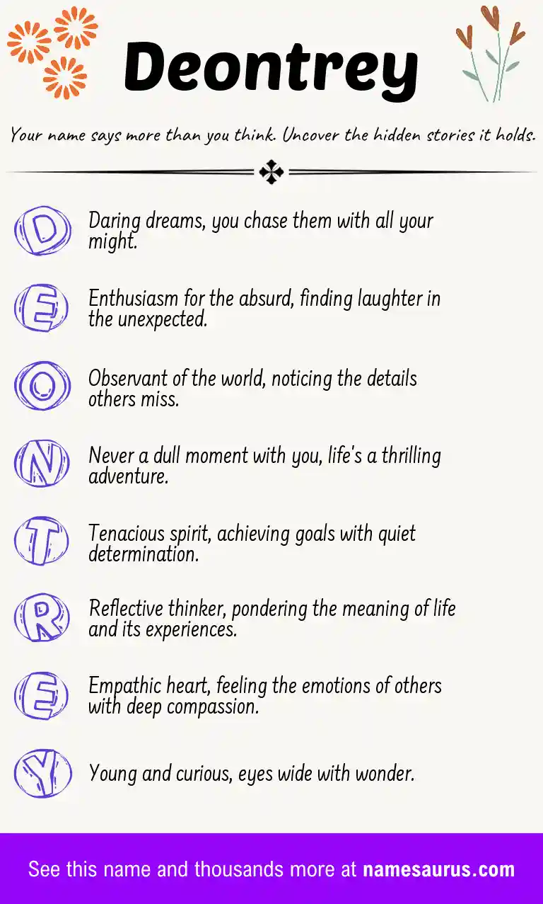 Acrostic poem about Deontrey.