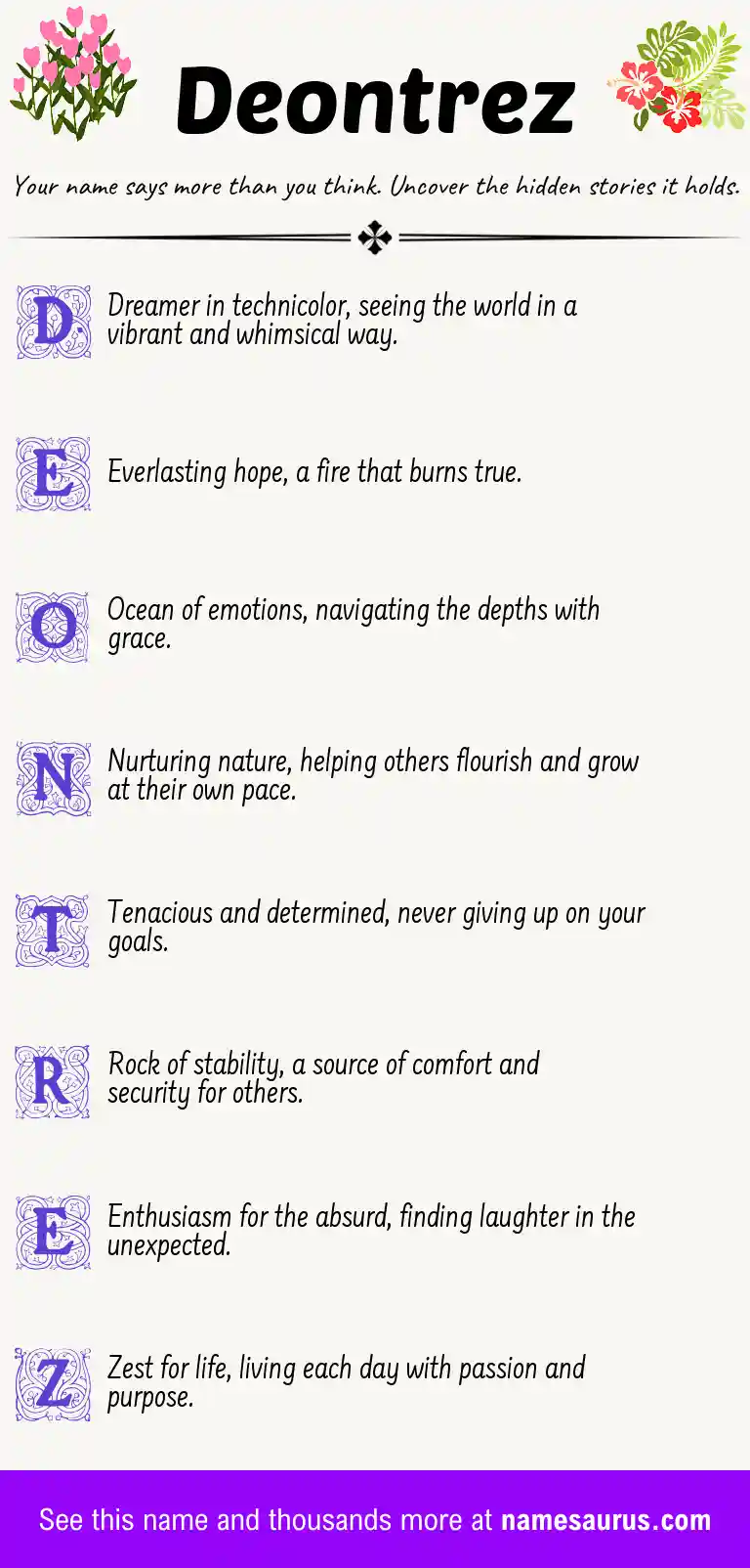 Acrostic poem about Deontrez.