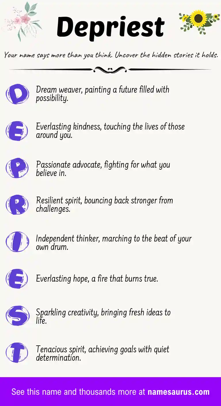Acrostic poem about Depriest.