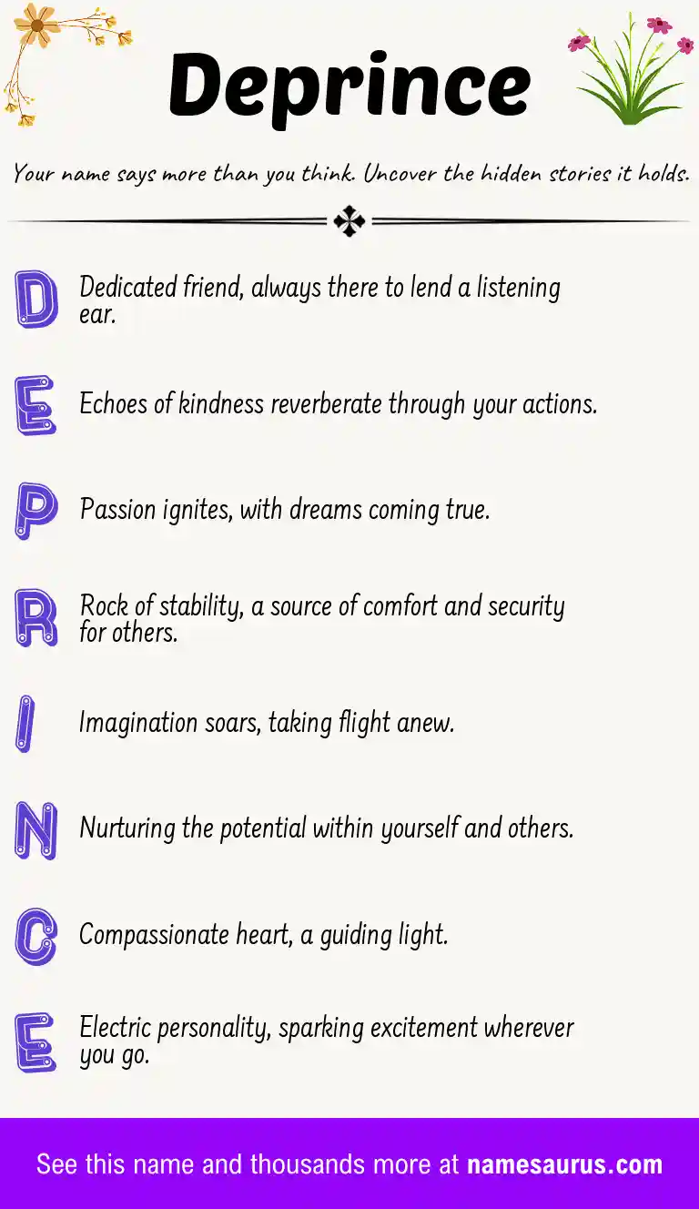 Acrostic poem about Deprince.