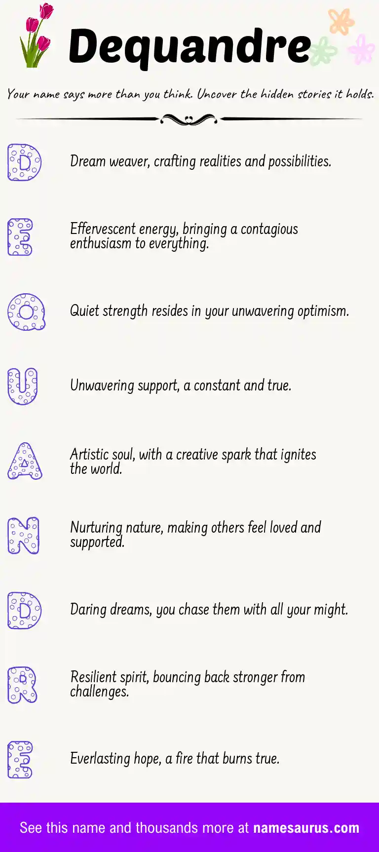 Acrostic poem about Dequandre.