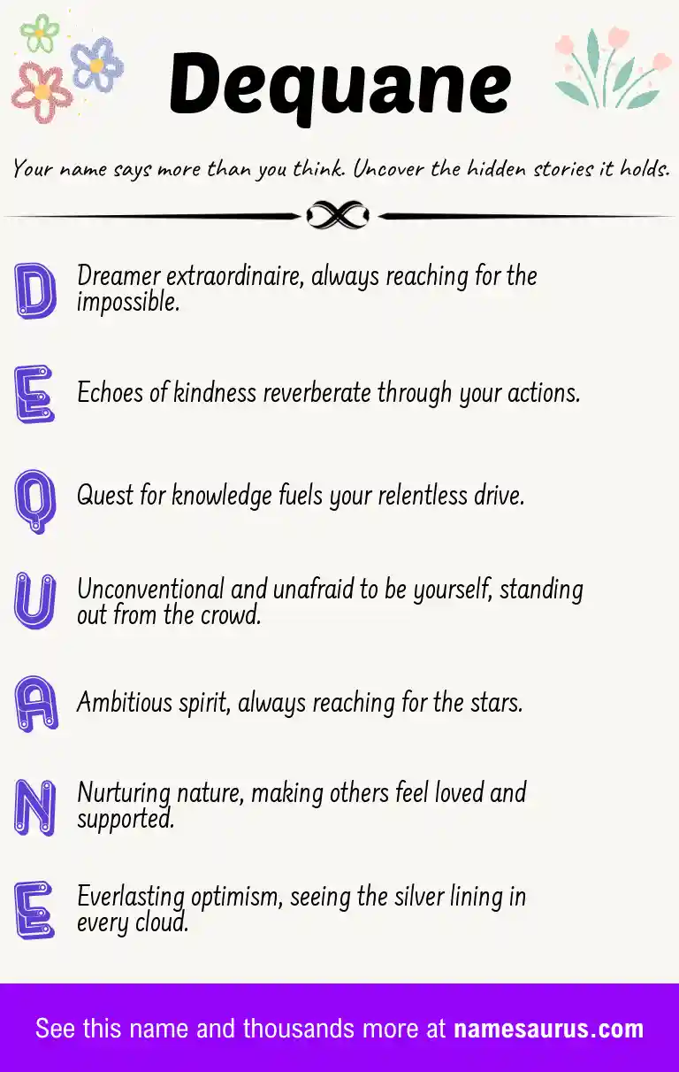 Acrostic poem about Dequane.