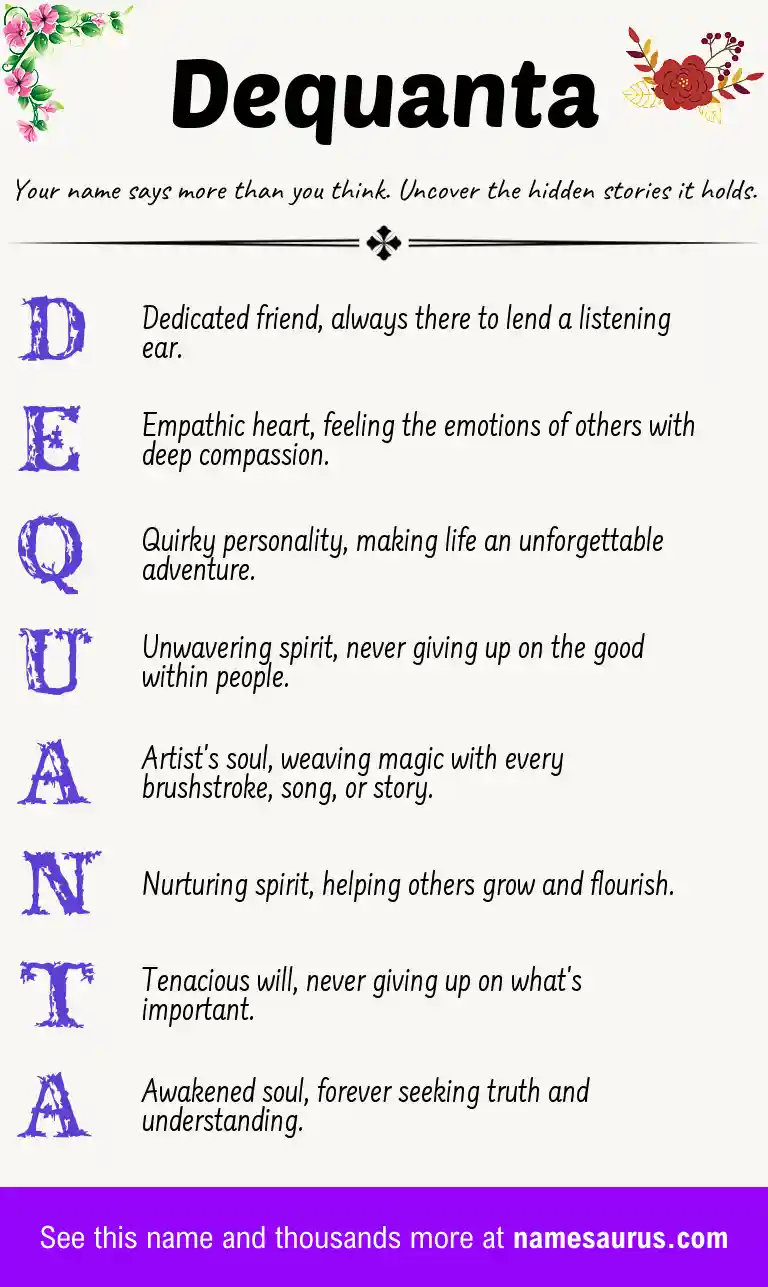 Acrostic poem about Dequanta.