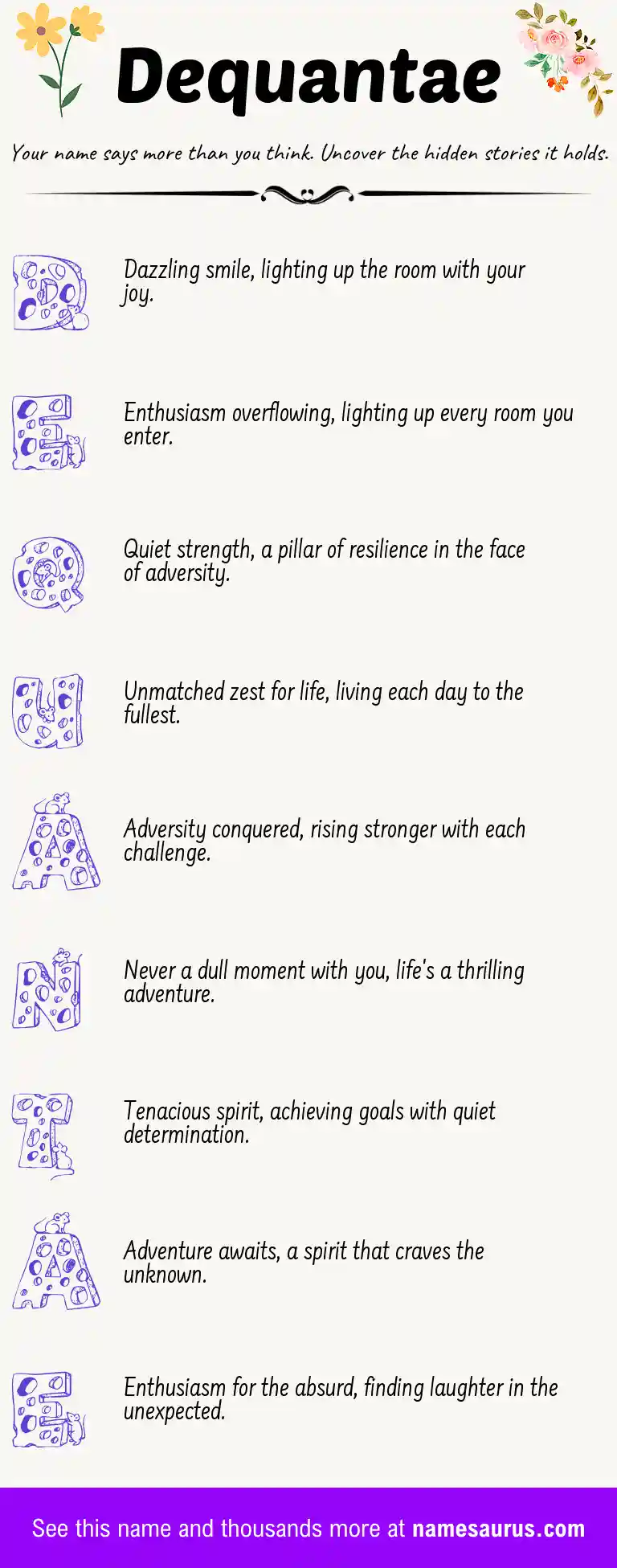 Acrostic poem about Dequantae.