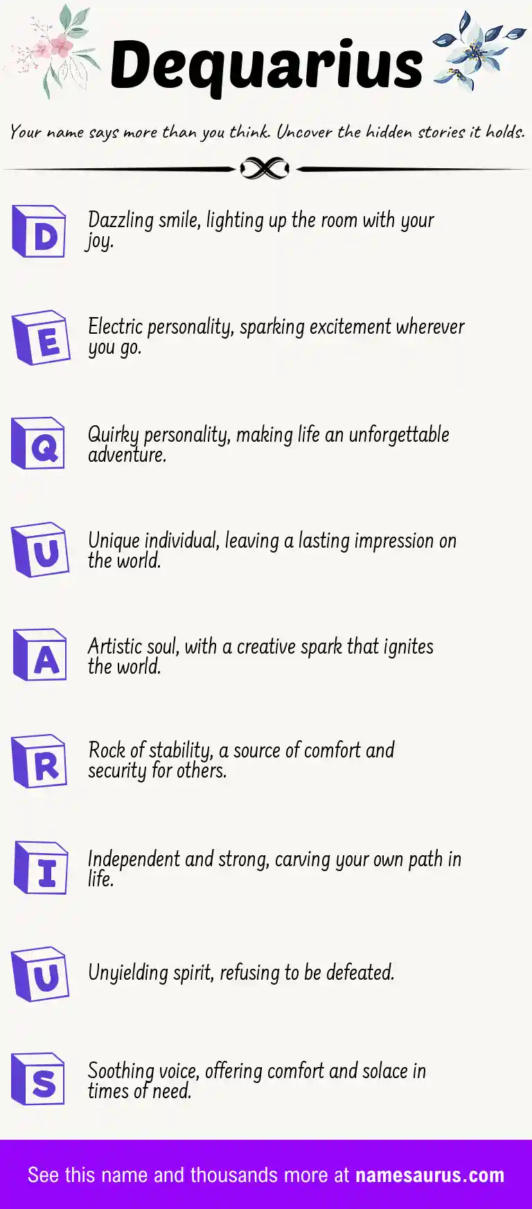 Acrostic poem about Dequarius.