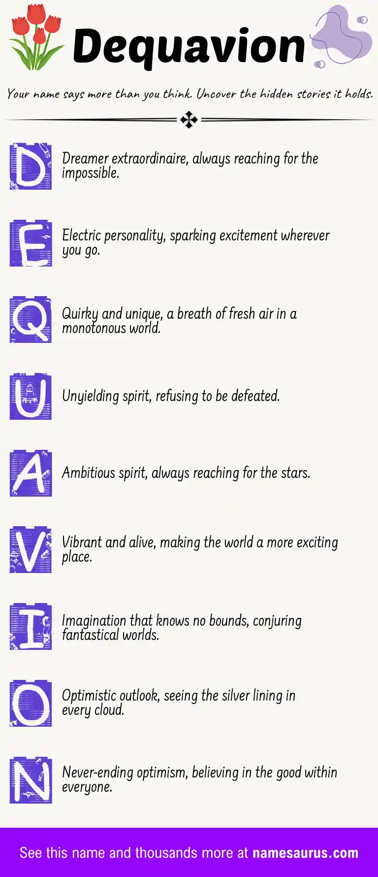 Acrostic poem about Dequavion.