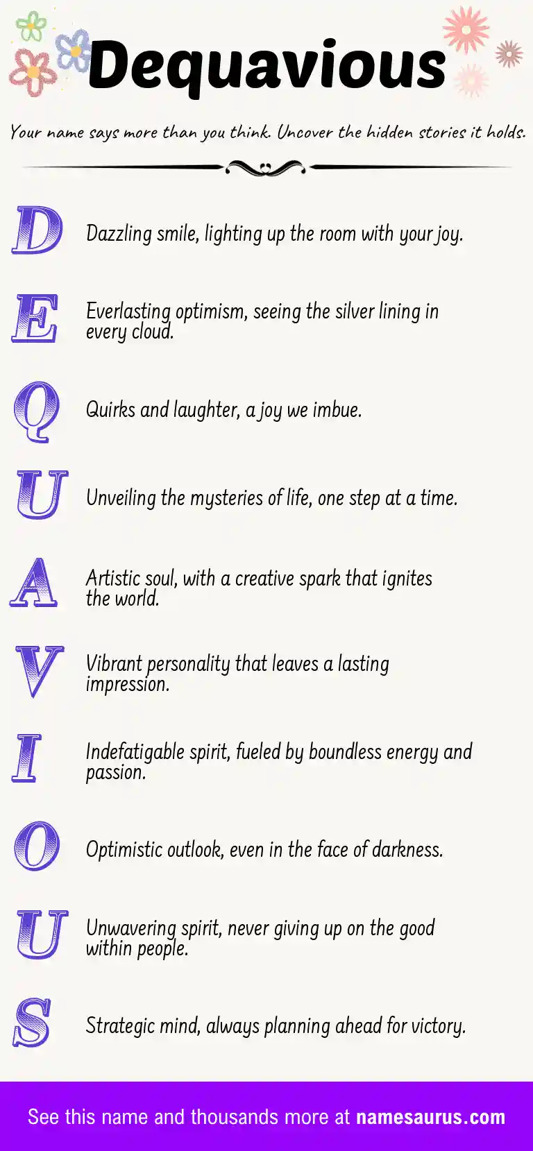 Acrostic poem about Dequavious.