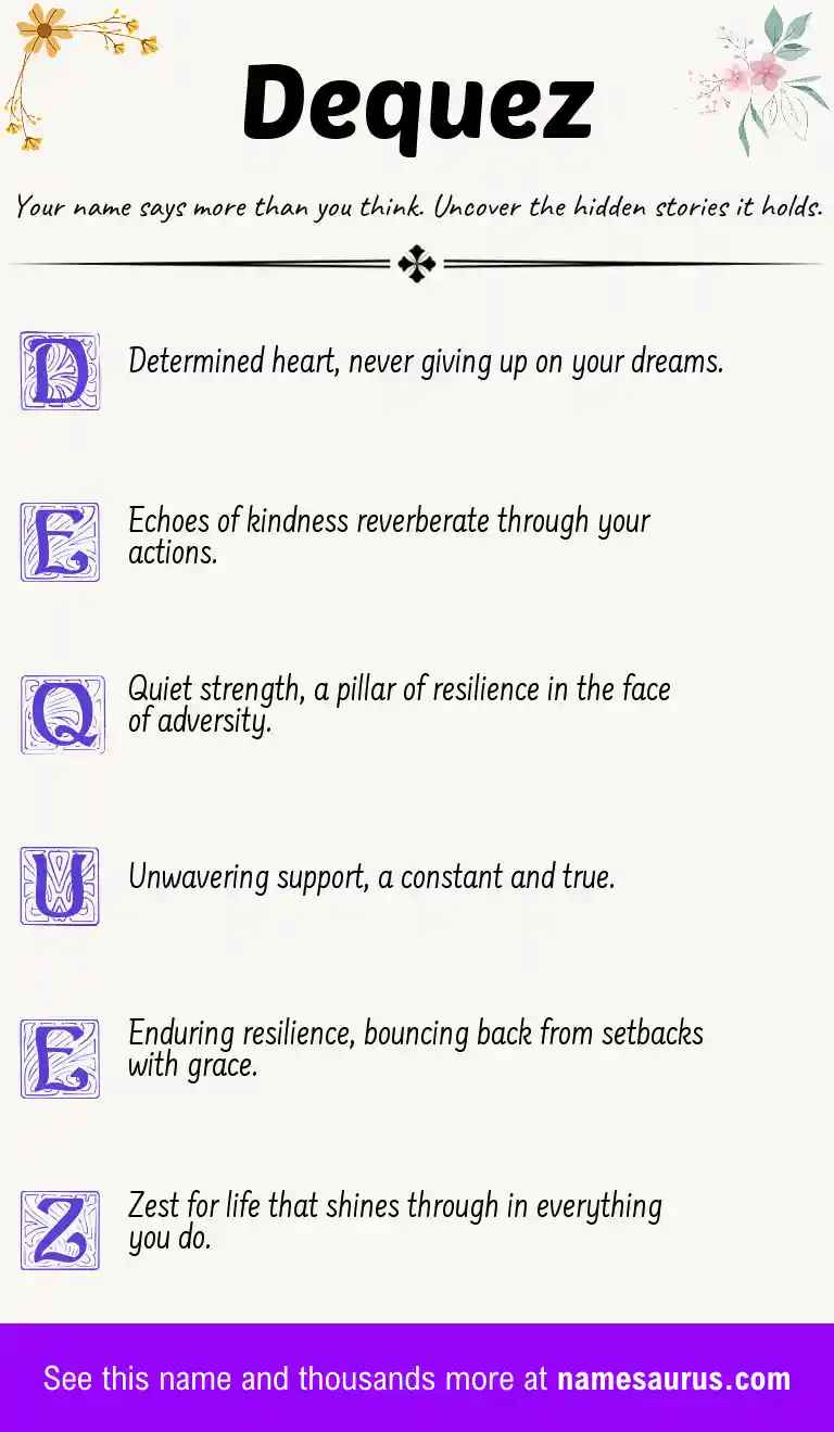 Acrostic poem about Dequez.