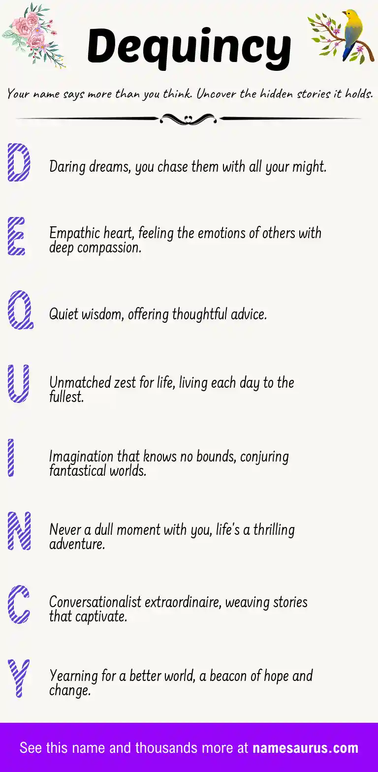 Acrostic poem about Dequincy.
