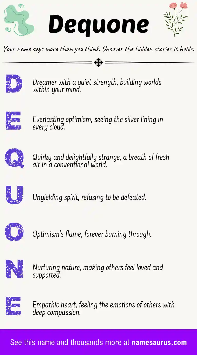 Acrostic poem about Dequone.