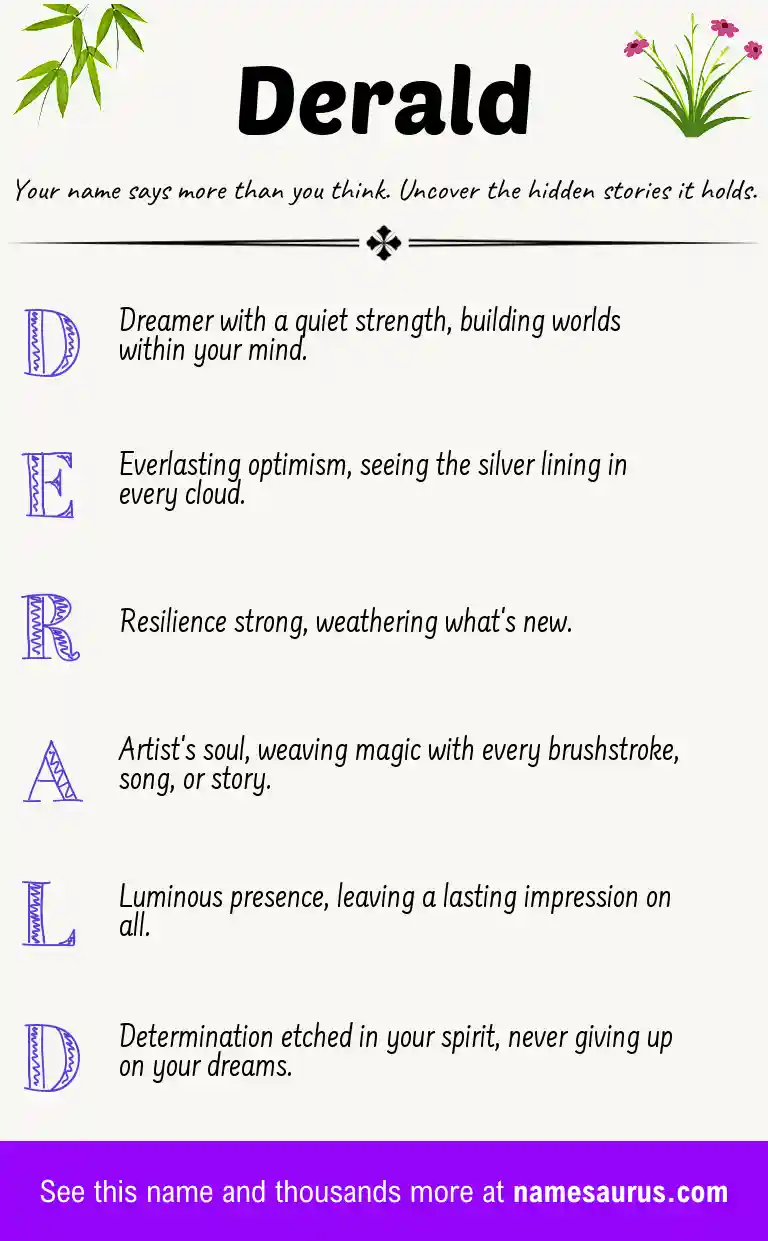 Acrostic poem about Derald.