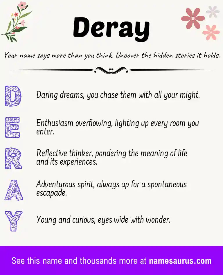 Acrostic poem about Deray.