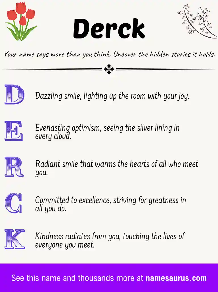 Acrostic poem about Derck.