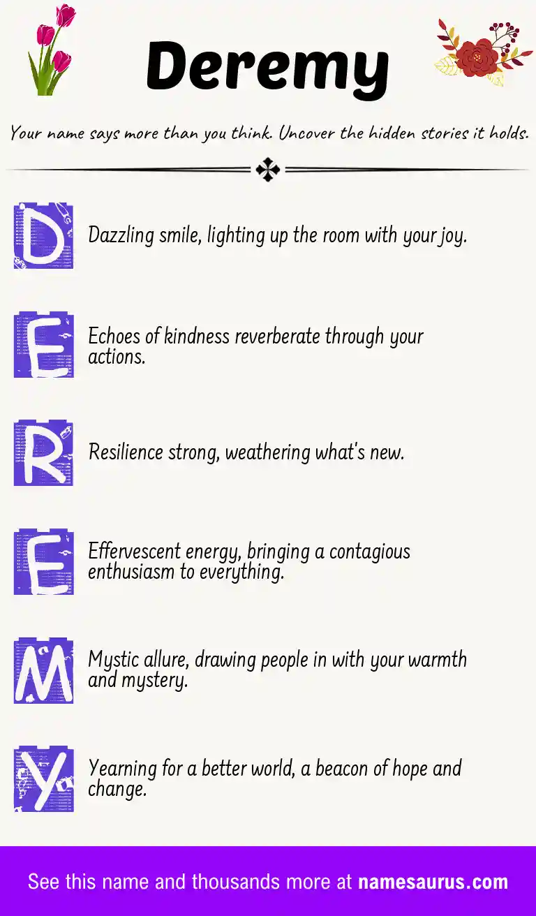 Acrostic poem about Deremy.
