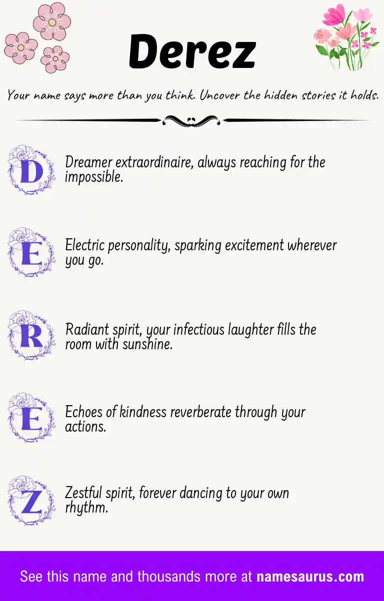 Acrostic poem about Derez.