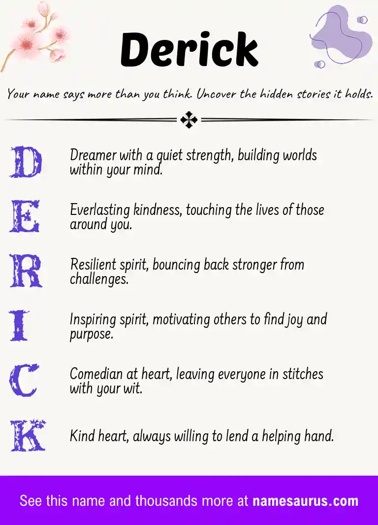 Acrostic poem about Derick.