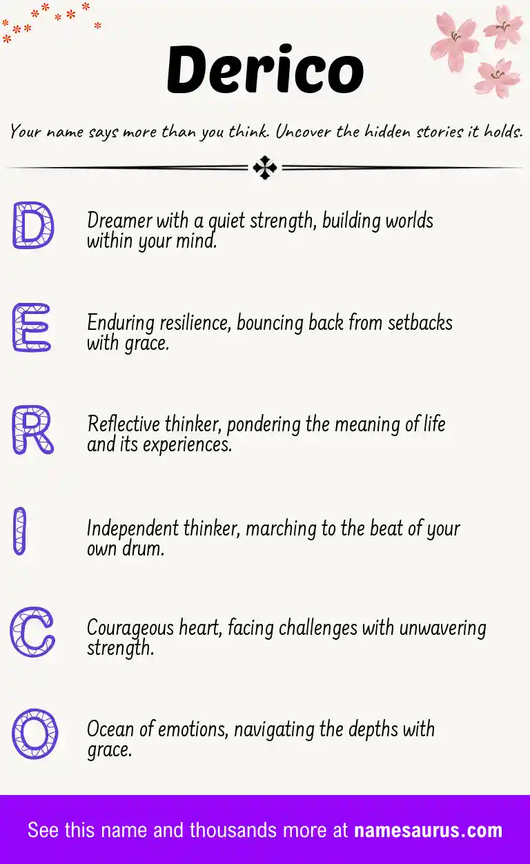 Acrostic poem about Derico.