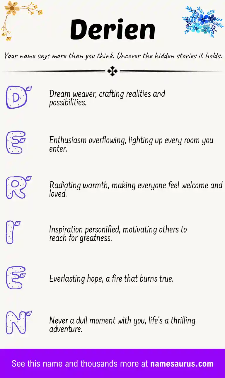 Acrostic poem about Derien.