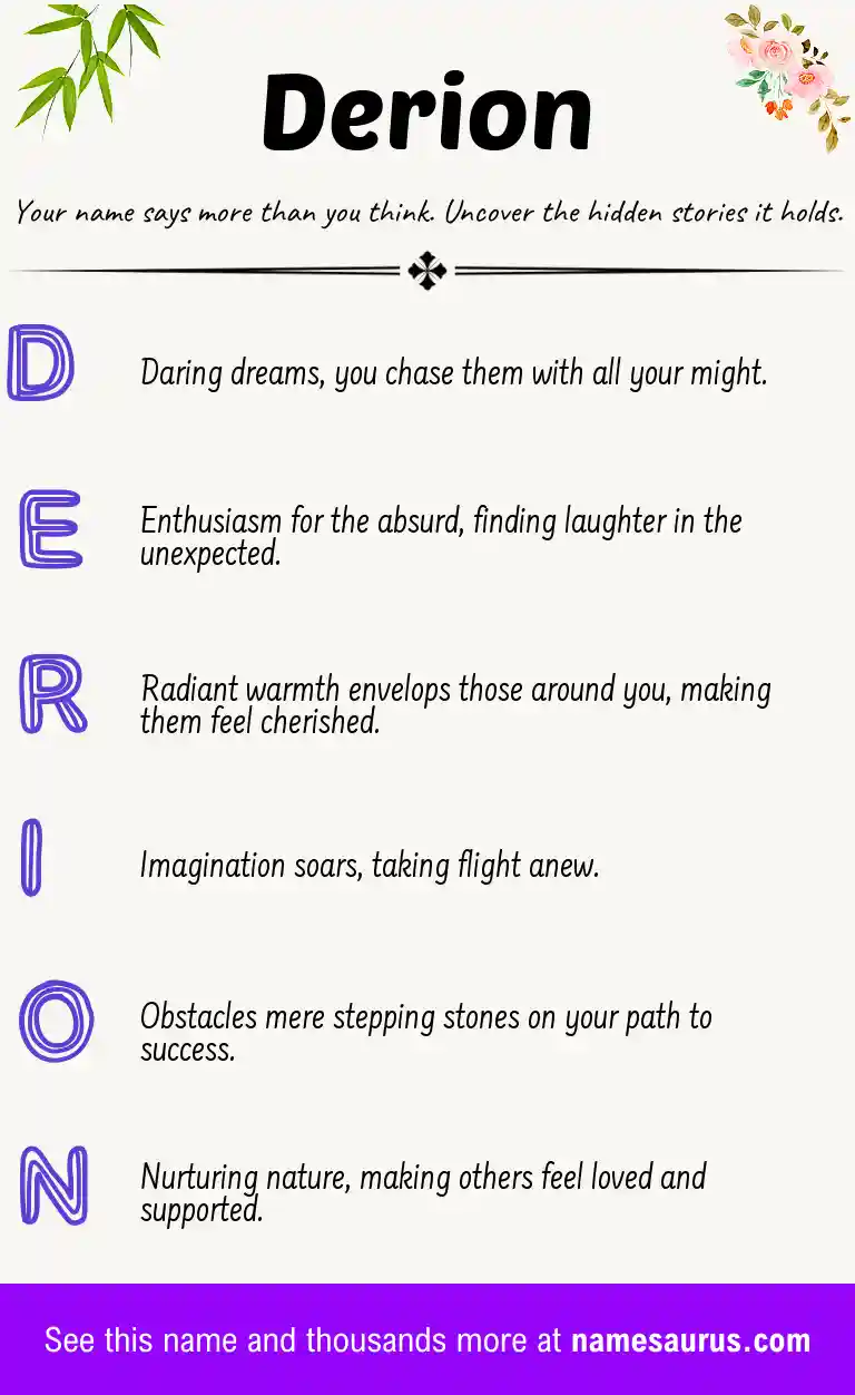 Acrostic poem about Derion.