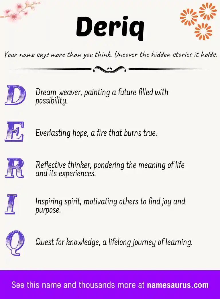 Acrostic poem about Deriq.