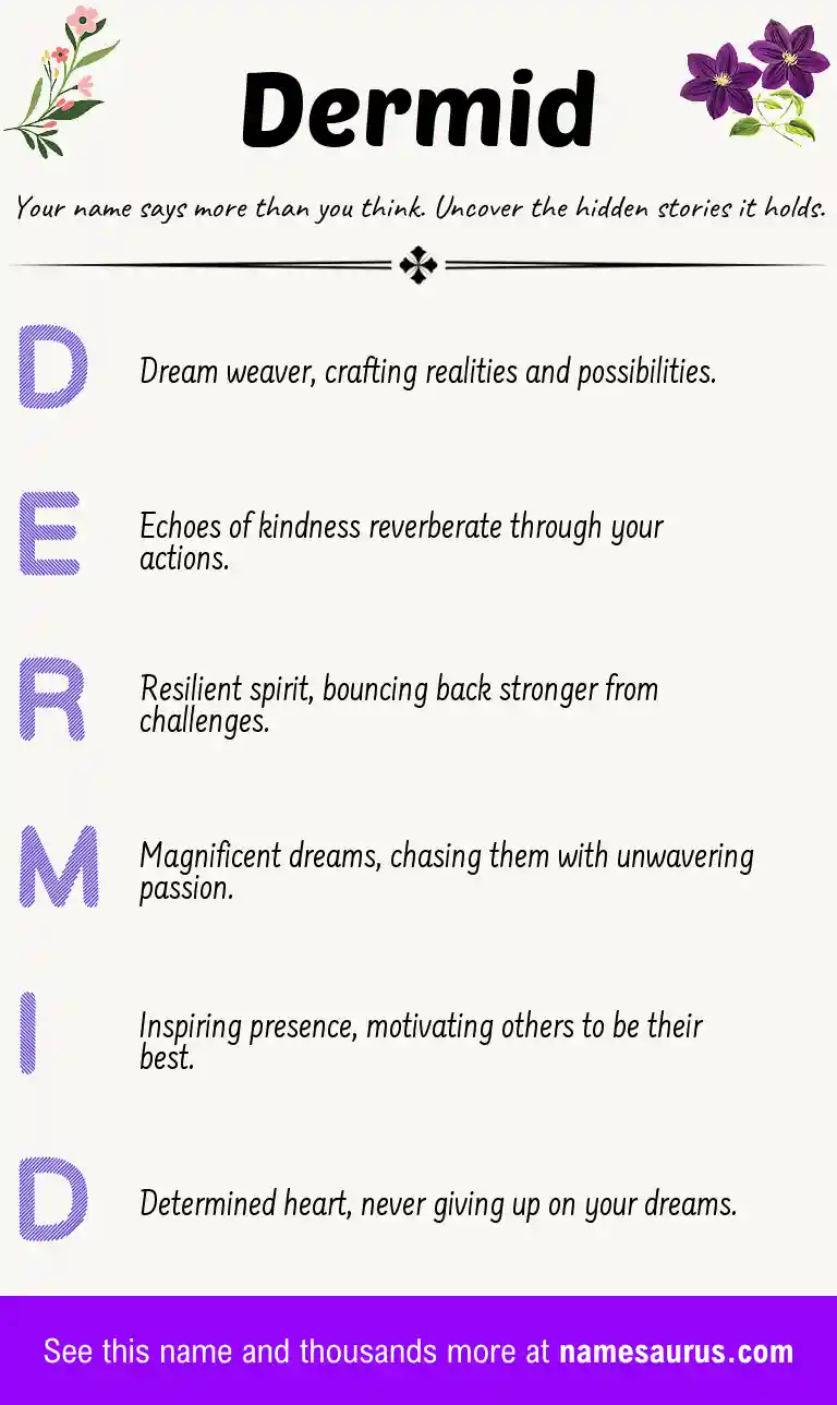 Acrostic poem about Dermid.