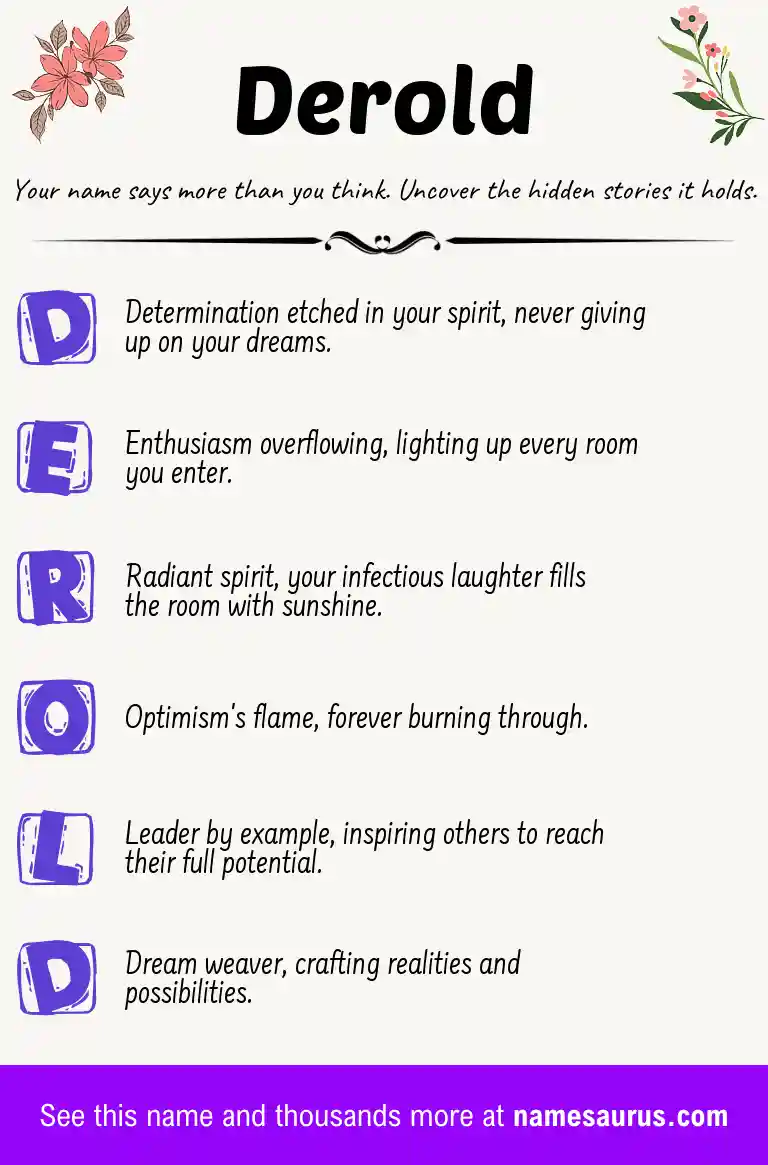 Acrostic poem about Derold.