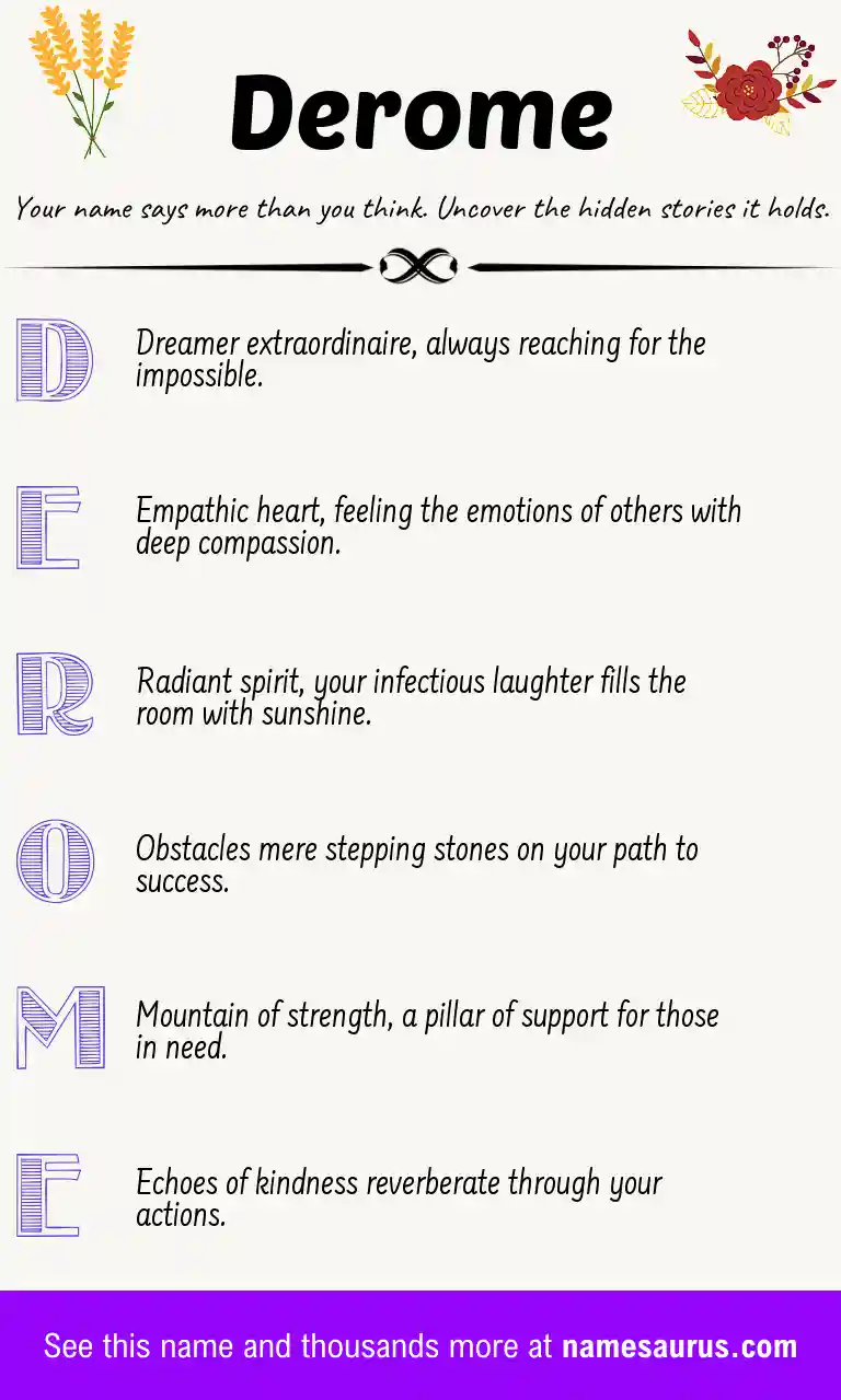 Acrostic poem about Derome.