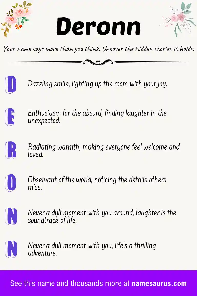 Acrostic poem about Deronn.