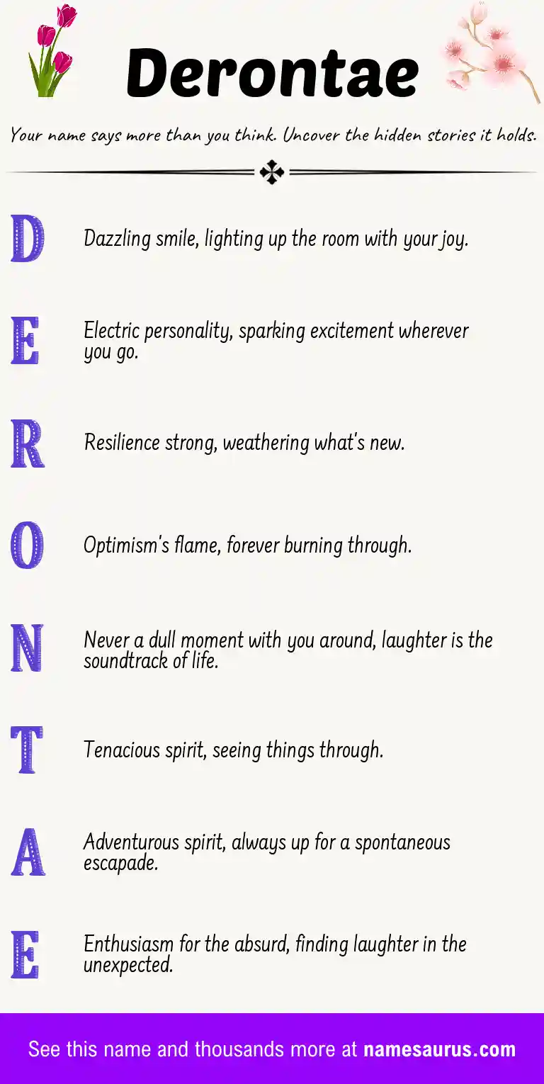 Acrostic poem about Derontae.