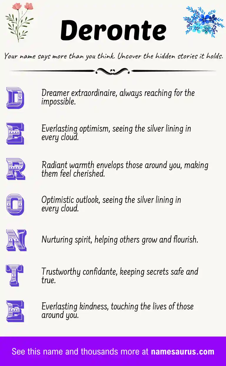 Acrostic poem about Deronte.