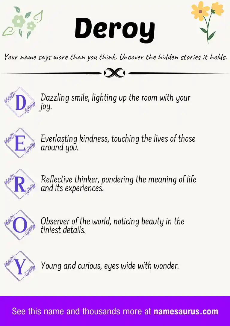 Acrostic poem about Deroy.