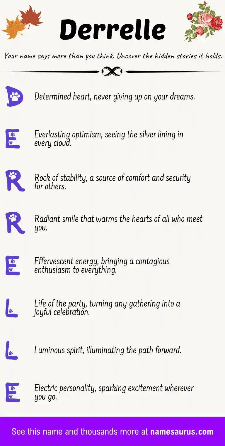 Acrostic poem about Derrelle.