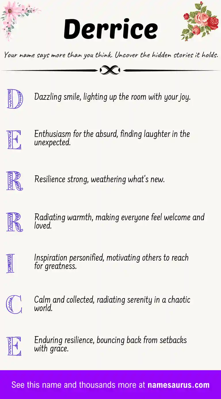 Acrostic poem about Derrice.