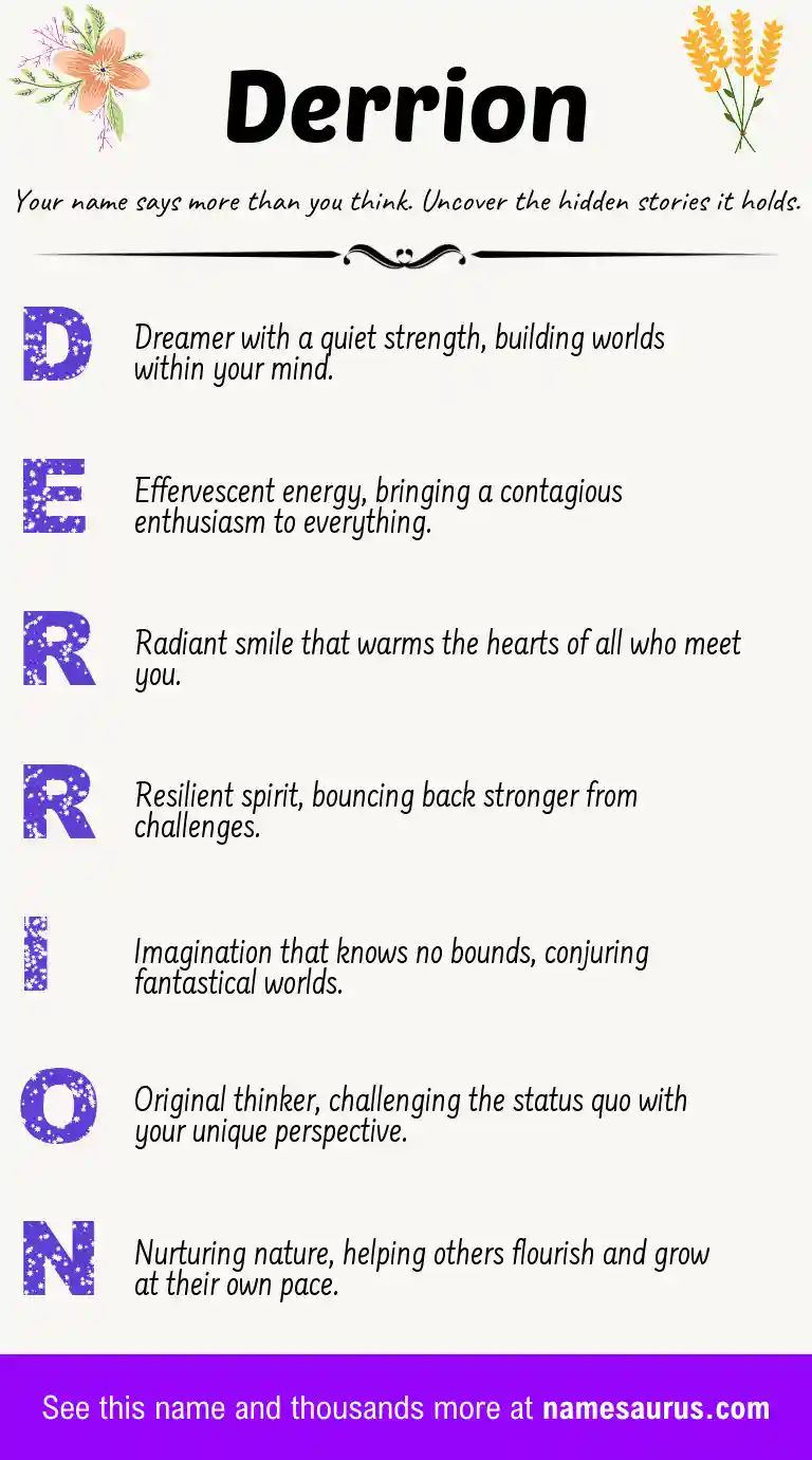 Acrostic poem about Derrion.