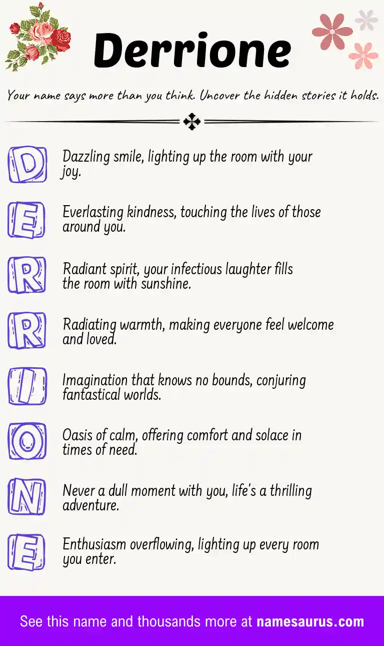 Acrostic poem about Derrione.