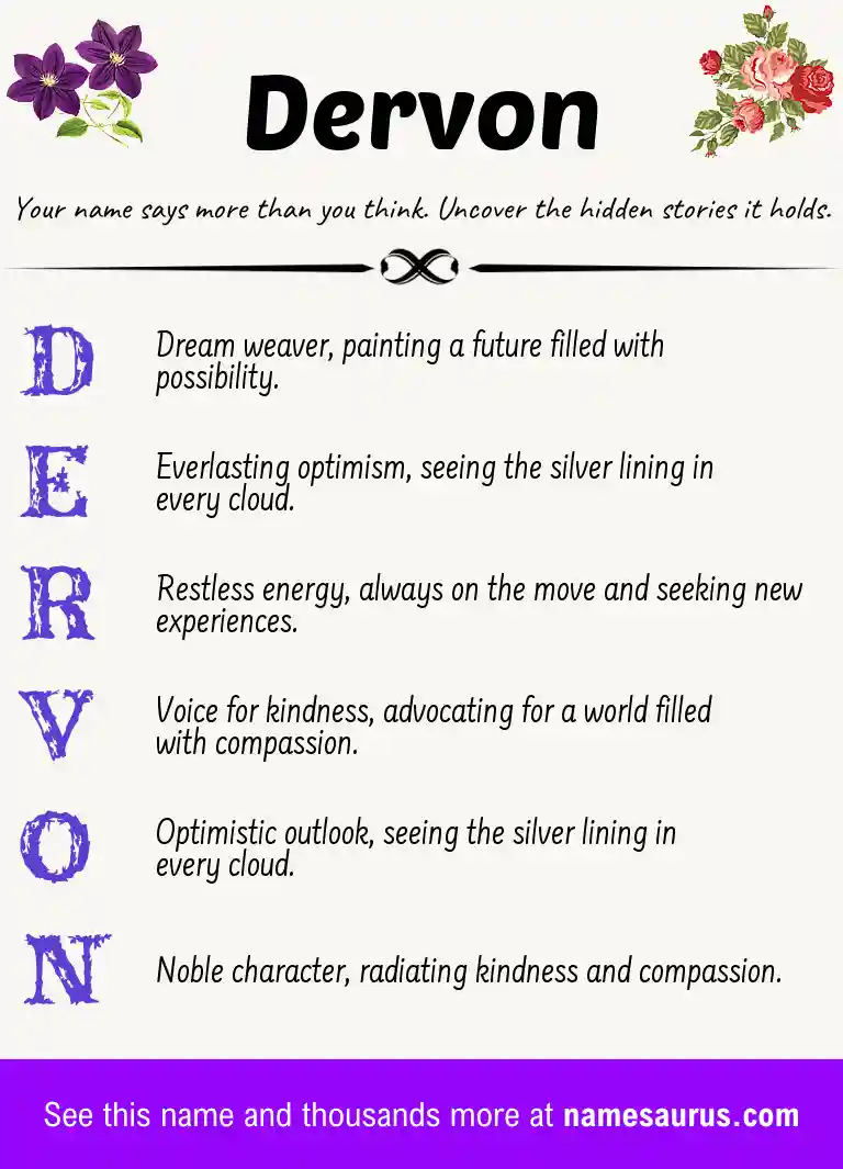 Acrostic poem about Dervon.