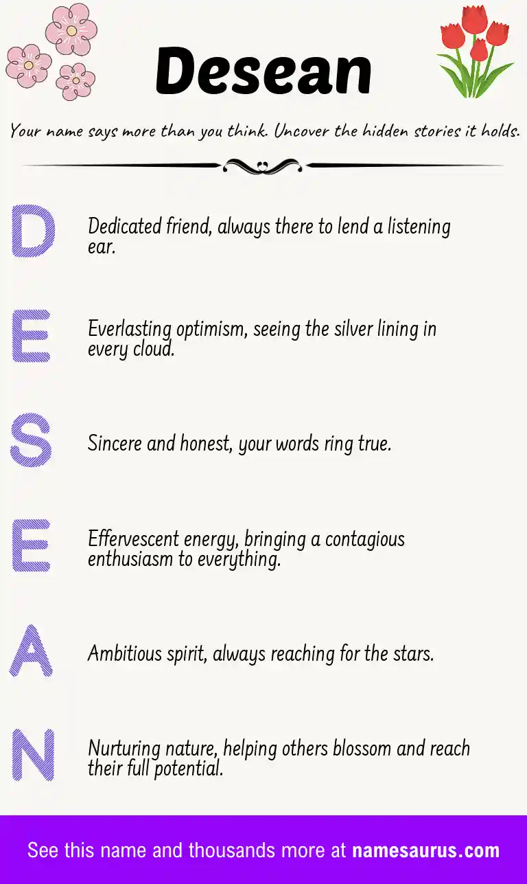 Acrostic poem about Desean.