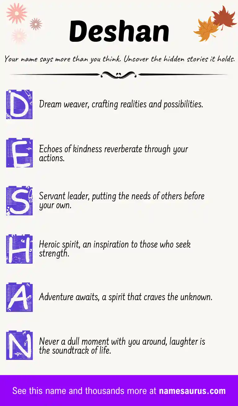 Acrostic poem about Deshan.