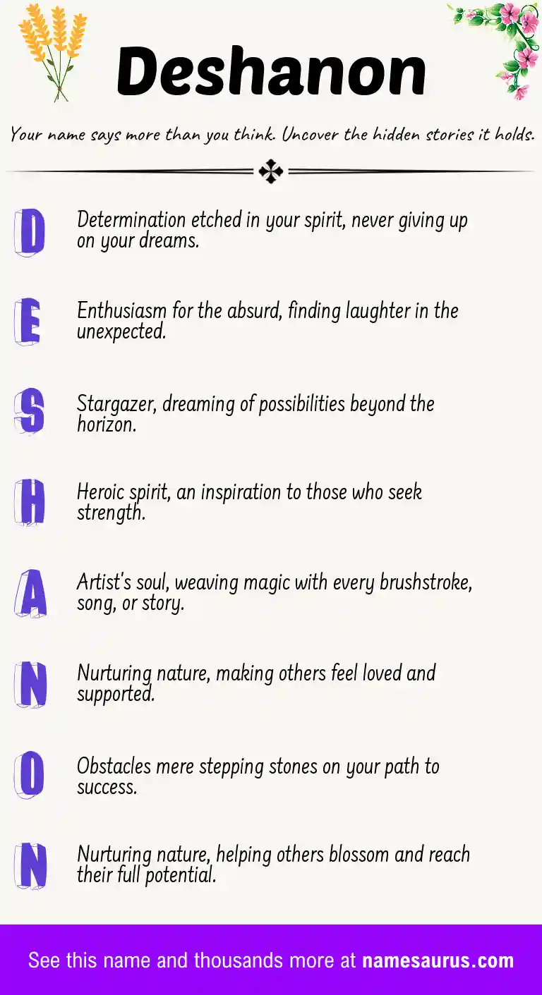 Acrostic poem about Deshanon.